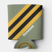 Olive Nightlight Stripes met naam Blikjeskoeler (Achterkant)