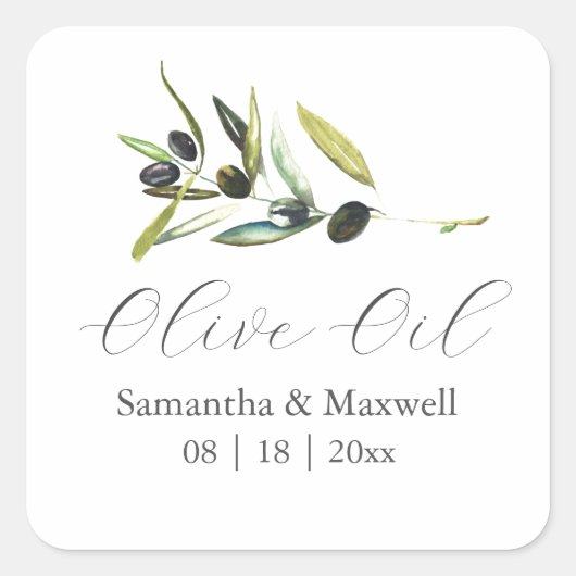 Olive Oil Wedding Favors Sticker (Devant)