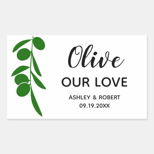 Olive Our Love Stickers pour huile d'olive, Rectan (Devant)
