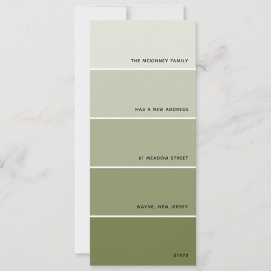 Olive Paint Swatch Nieuwe adres aankondiging (Voorkant)