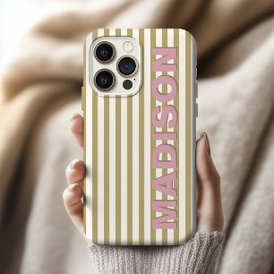 Olive Pastel Streep Verpleegkundestudent Naam iPhone 16 Pro Max Hoesje