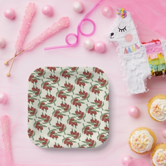  Olive Pattern Paper Bord (Feest)