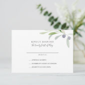 Olive peint et branche feuille Mariage RSVP (Debout devant)