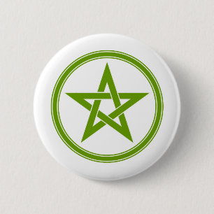 Olive Pentacle Pentagram Ronde Button 5,7 Cm