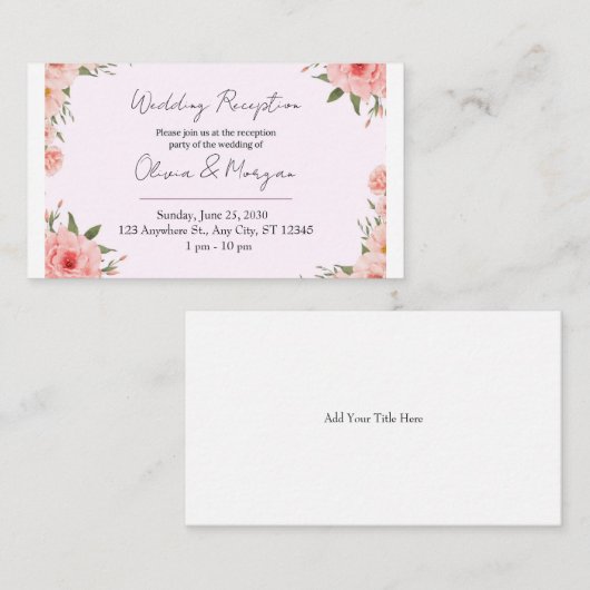 Olive-Pink Invitation Card (Devant / Derrière)