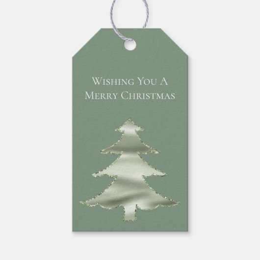 Olive Pistachio Mint Groene Kerstboom Cadeaulabel (Voorkant)