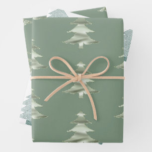 Olive Pistachio Mint Groene Kerstboom Inpakpapier Vel