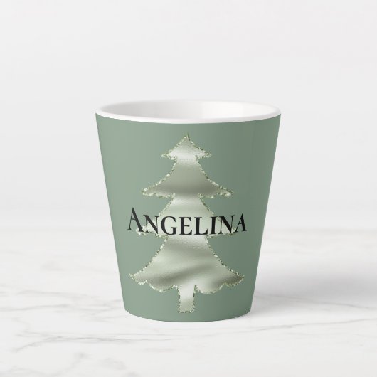 Olive Pistachio Mint Groene Kerstboom Latte Mok (Voorkant)