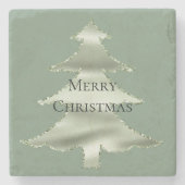 Olive Pistachio Mint Groene Kerstboom Stenen Onderzetter (Voorkant)
