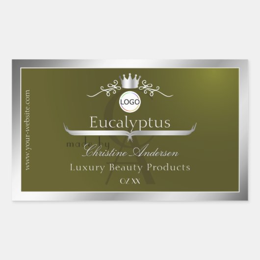Olive Product Label Silver Frame Logo and Monogram (Voorkant)