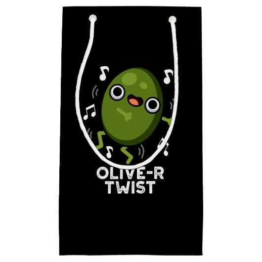 Olive-r Twist Funny Fruit Olive Pun Dark BG Klein Cadeauzakje (Voorkant)