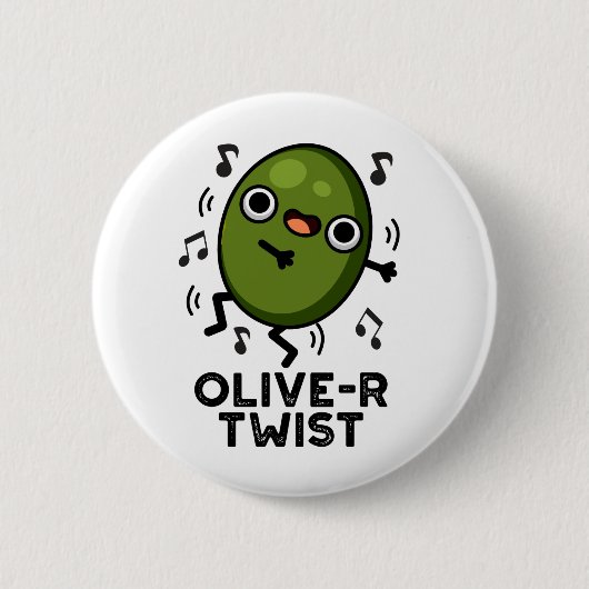 Olive-r Twist Funny Fruit Olive Pun Ronde Button 5,7 Cm (Voorkant)