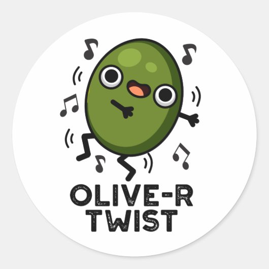 Olive-r Twist Funny Fruit Olive Pun Ronde Sticker (Voorkant)