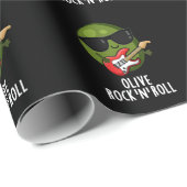 Olive Rock en Roll Funny Rocker Olive Pun Dark BG Cadeaupapier (Rol Hoek)