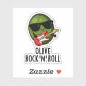 Olive Rock En Roll Grappige Rocker Olive Pun Sticker (Vel)