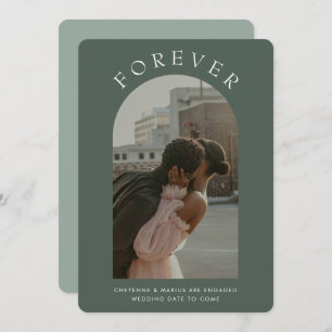 Olive Sage Green Arch Modern Photo Verloving Save The Date