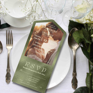 Olive Sage Green Shimmer Achtergrond Foto All In One Uitnodiging