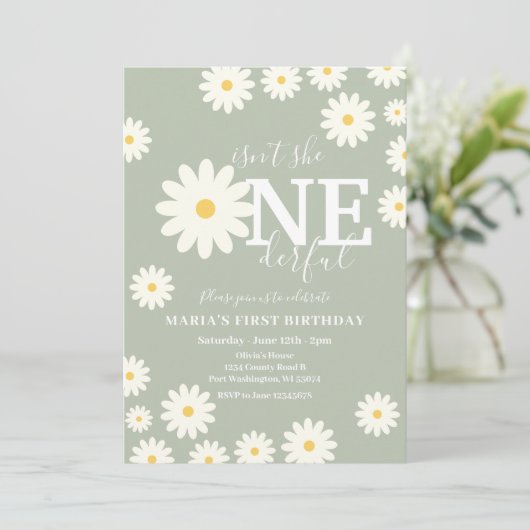 Olive Sage is niet haar mooie Daisy verjaardag Kaart (Staand voorkant)