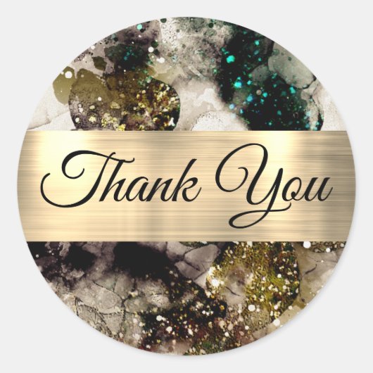 Olive smaragdgroene waterverf dank u sticker (Voorkant)