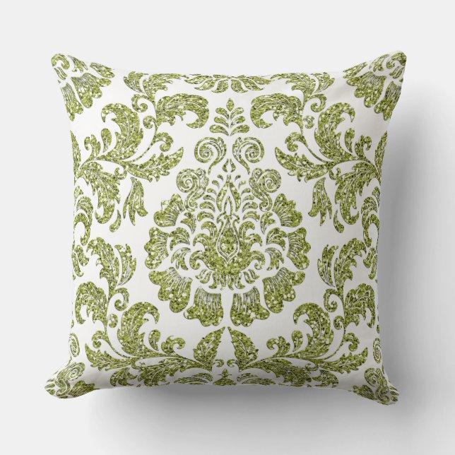 Olive Sparkle Glitter Coussin Réversible (Recto)