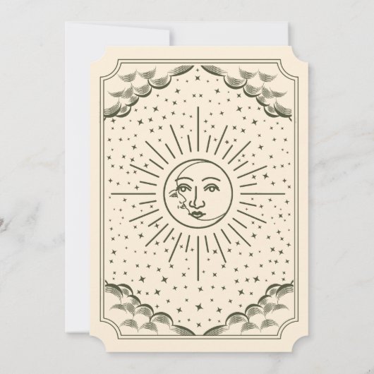 Olive Sun & Moon Tarot Faire-part de mariage gothi (Dos)