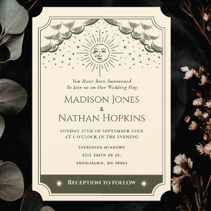 Olive Sun & Moon Tarot Faire-part de mariage gothi