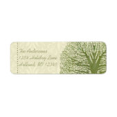 Olive Swirl Whimsical Tree Return Address Labels (Voorkant)