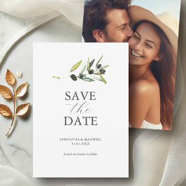 Olive Theme foto bruiloft Bewaar de datum Save The Date