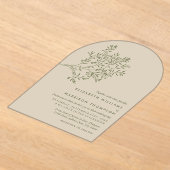 Olive Tree Branch, Rustic & Minimalistic Wedding Acryl Uitnodigingen (Laagn)