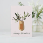Olive tree dans un vase Bonne carte d'anniversaire (Debout devant)
