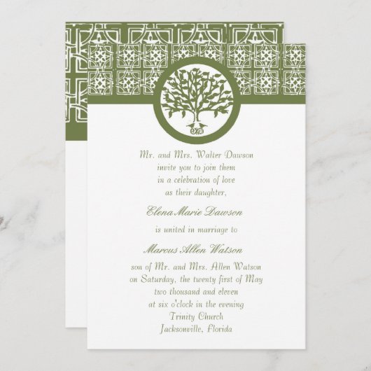 Olive Tree Emblem Weddenschap Kaart (Voorkant / Achterkant)