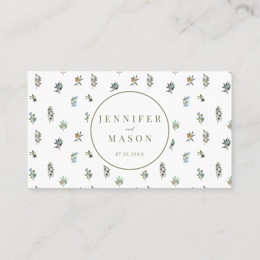 Olive tree Greenery mariage RSVP QR cartes de code (Dos)