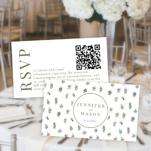 Olive tree Greenery mariage RSVP QR cartes de code