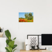 Olive tree in poppy field poster (Bureau à domicile)