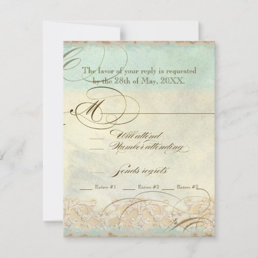 Olive Tree toscan n Swirl - Mariage RSVP réponse (Devant)