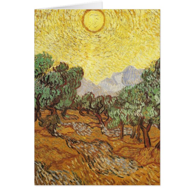 Olive Trees Yellow Sky & Sun Van Gogh Fine Art (Voorkant)