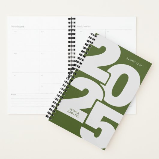 Olive Vert foncé Chevauché Année Spirale hebdomada (Devant avec enveloppe)