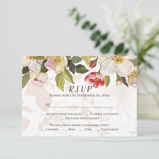 Olive Vert rose Magnolia Fleurs Mariage RSVP (Debout devant)
