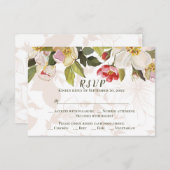 Olive Vert rose Magnolia Fleurs Mariage RSVP (Devant / Derrière)