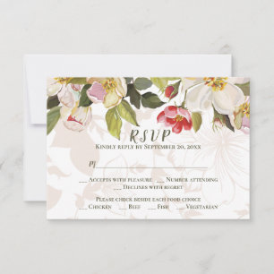 Olive Vert rose Magnolia Fleurs Mariage RSVP