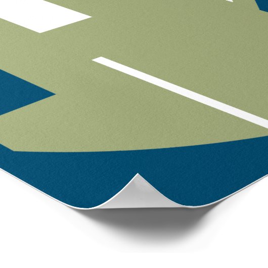 Olive White op Turquoise Abstract Art Fish Design Poster (Hoek)