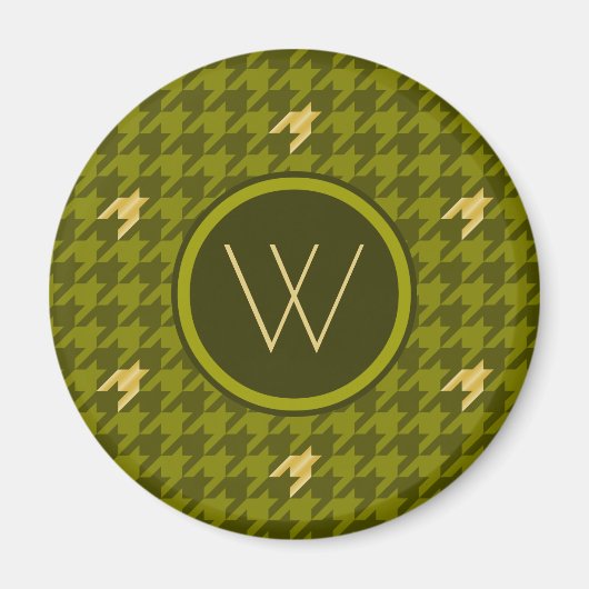 Olive with Gold Accent Houndstooth Magnet (Devant)