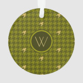 Olive with Gold Accent Houndstooth Orament (dos)