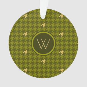 Olive with Gold Accent Houndstooth Orament