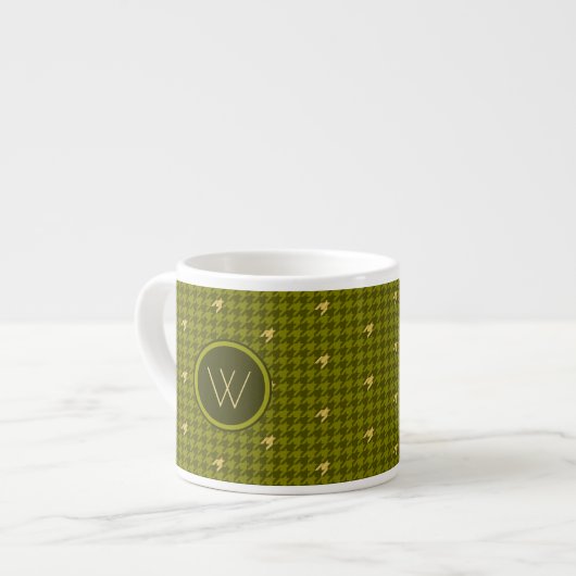 Olive with Gold Accent Houndstooth Specialty Mug (Devant gauche)