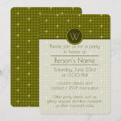 Olive with Gold Houndstooth Party Invitation (Devant / Derrière)
