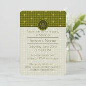 Olive with Gold Houndstooth Party Invitation (Debout devant)