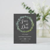Olive Wreath Chalkboard Save the Date Sjabloon Briefkaart (Staand voorkant)