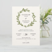 Olive Wreath Wedding Kaart | Ivory (Staand voorkant)