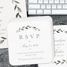 Olive Wreath Wedding Online RSVP Enclosure Kaart